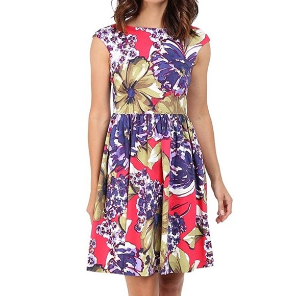 Donna Morgan Womens Cotton Sateen Tie-Back Fit-and-Flare Dress, Size 4 - Picture 1 of 8